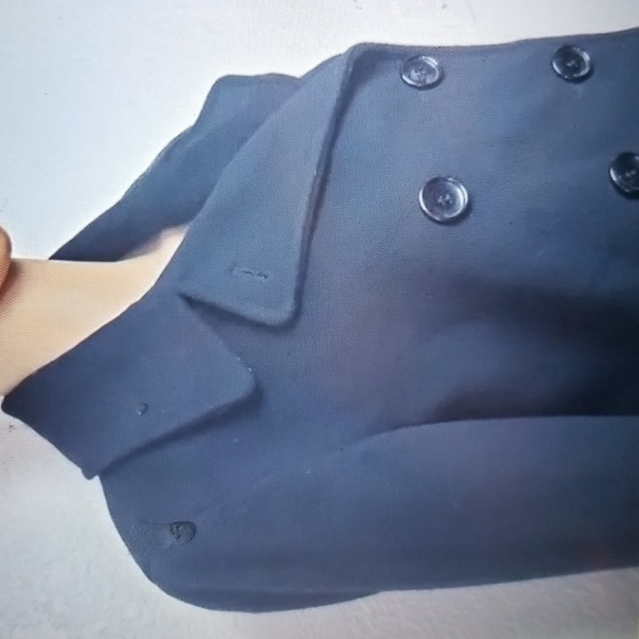 Calvin Klein SIZE 14 Black Wool CASHMERE Pea Jacket Coat - Picture 2 of 7